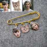 Custom Photo Charm Brooch Tie Tack Funny Portrait Bouquet Pin