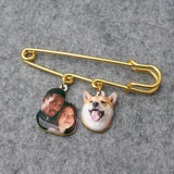 Custom Photo Charm Brooch Tie Tack Funny Portrait Bouquet Pin