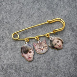 Custom Photo Charm Brooch Tie Tack Funny Portrait Bouquet Pin