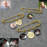 Personalized Photo Brooch Wedding Bouquet Pin Gift for Bride Groom