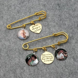 Personalized Photo Brooch Wedding Bouquet Pin Gift for Bride Groom