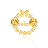 Customizable Flower Name Brooch Pin Stainless Steel Jewelry