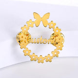Customizable Flower Name Brooch Pin Stainless Steel Jewelry