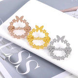 Customizable Flower Name Brooch Pin Stainless Steel Jewelry