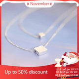 925 Silver Square Double Necklaces & Pendants For Women