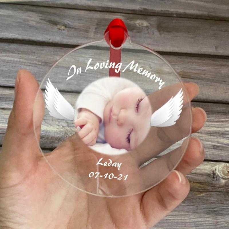 Baby Name Date Creative Love Memorial Acrylic Pendant Christmas Ornament