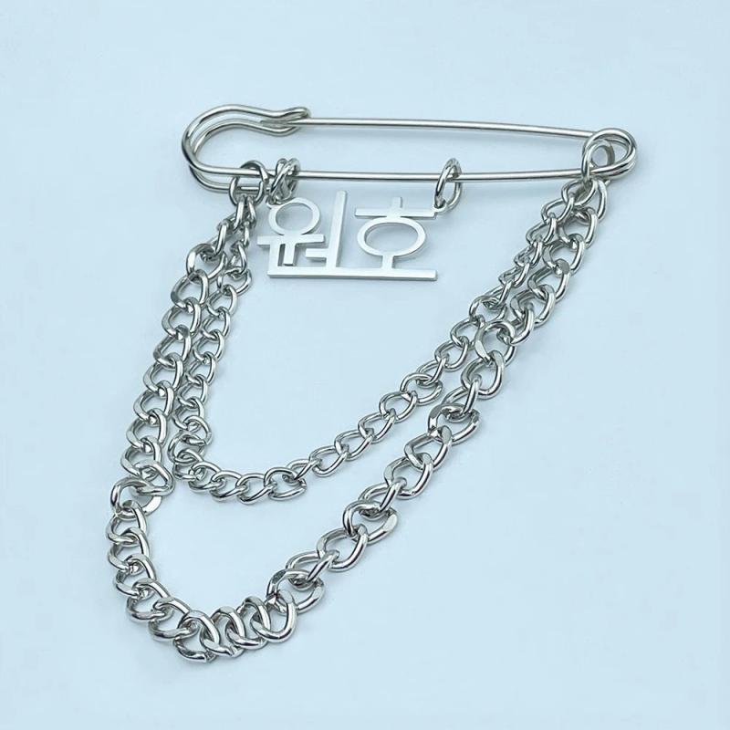 Personalized Men Brooch Name Chain Collar Pin Suit Set Accessories