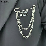 Personalized Men Brooch Name Chain Collar Pin Suit Set Accessories