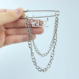 Personalized Men Brooch Name Chain Collar Pin Suit Set Accessories