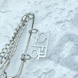 Personalized Men Brooch Name Chain Collar Pin Suit Set Accessories