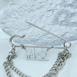 Personalized Men Brooch Name Chain Collar Pin Suit Set Accessories