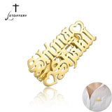 Personalized Double Names Heart Brooches Stainless Steel Lover's Name Badges