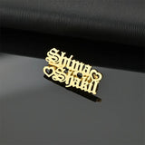 Personalized Double Names Heart Brooches Stainless Steel Lover's Name Badges