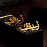 Arab Name Earring for Women Stainless Steel Initial Nameplate Stud
