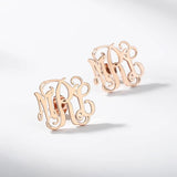 Monogram Stud Earrings For Women Stainless Steel Initials Letters Jewelry