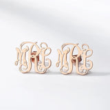 Monogram Stud Earrings For Women Stainless Steel Initials Letters Jewelry