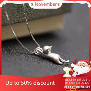 925 Silver Cat Necklace & Pendant Gift for Women