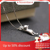 925 Silver Cat Necklace & Pendant Gift for Women