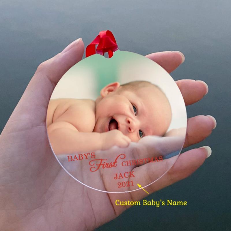 Personalized Baby's First Christmas Ornament - Acrylic Pendant