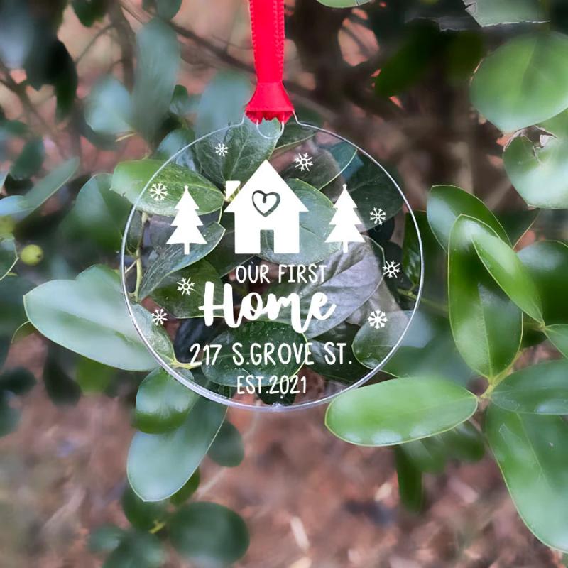 Acrylic Time Family Address Pendant Couple Gift 5 Ribbons