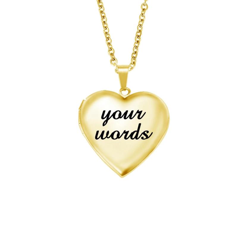 5pcs Heart Photo Locket - Free Engrave - Stainless Steel Pendant