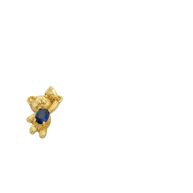 14K Colorful Zirconia Bear Pendant DIY Accessories Chain Jewelry Materials