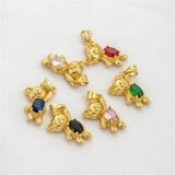 14K Colorful Zirconia Bear Pendant DIY Accessories Chain Jewelry Materials