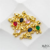 14K Colorful Zirconia Bear Pendant DIY Accessories Chain Jewelry Materials