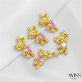 14K Colorful Zirconia Bear Pendant DIY Accessories Chain Jewelry Materials