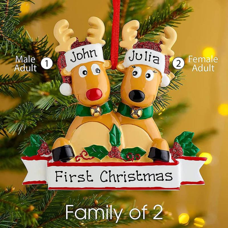 Personalized DIY Christmas Tree Ornament Elk Reindeer Family Decoration