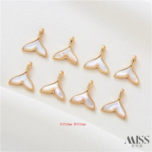 14K Whale Tail Set Sea Shell Mermaid Pendant Bracelet Necklace DIY
