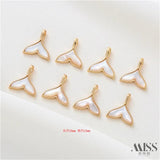 14K Whale Tail Set Sea Shell Mermaid Pendant Bracelet Necklace DIY