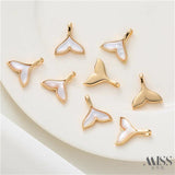 14K Whale Tail Set Sea Shell Mermaid Pendant Bracelet Necklace DIY