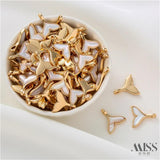 14K Whale Tail Set Sea Shell Mermaid Pendant Bracelet Necklace DIY