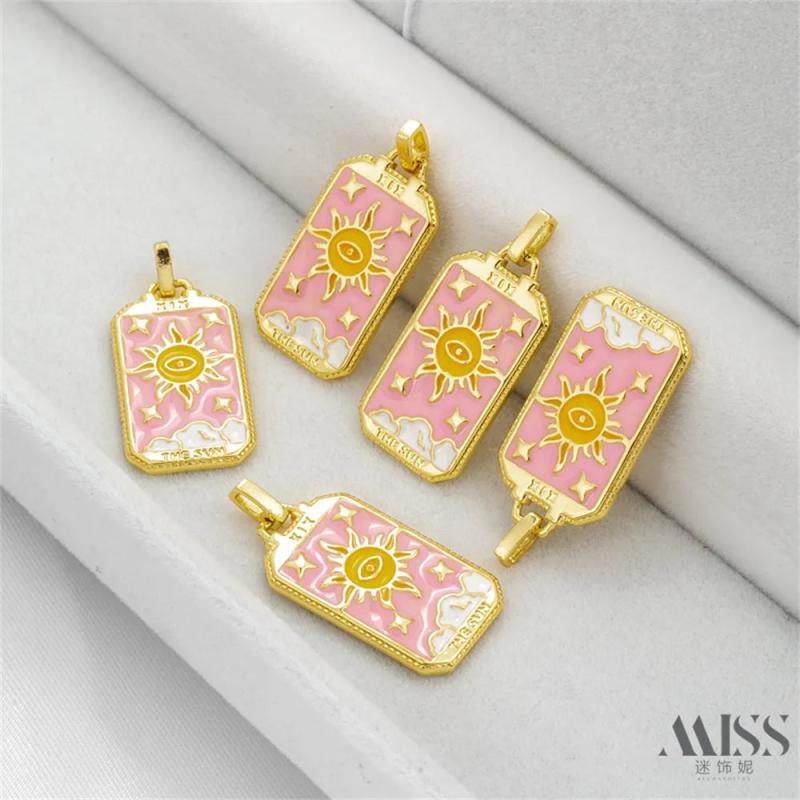 14K Sun Eye Oil Drip Pendant DIY Accessories Chain Jewelry