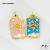 14K Sun Eye Oil Drip Pendant DIY Accessories Chain Jewelry