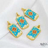 14K Sun Eye Oil Drip Pendant DIY Accessories Chain Jewelry