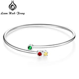 Personalized 3 Birthstone Silver Bracelet Set for Women