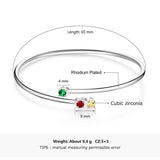 Personalized 3 Birthstone Silver Bracelet Set for Women