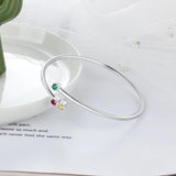 Personalized 3 Birthstone Silver Bracelet Set for Women