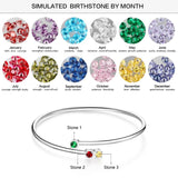 Personalized 3 Birthstone Silver Bracelet Set for Women