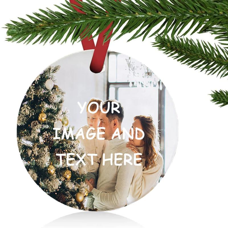 Personalized Ceramic Photo Charm Pendant for Christmas Tree Decorations