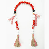 Christmas Wooden Snowman Beads String Rope Garland For Macrame Wall Hanging