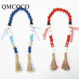 Christmas Wooden Snowman Beads String Rope Garland For Macrame Wall Hanging