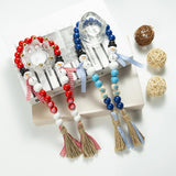 Christmas Wooden Snowman Beads String Rope Garland For Macrame Wall Hanging
