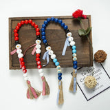 Christmas Wooden Snowman Beads String Rope Garland For Macrame Wall Hanging