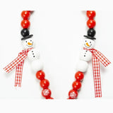 Christmas Wooden Snowman Beads String Rope Garland For Macrame Wall Hanging