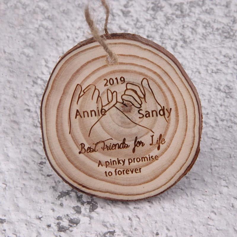 Personalized Wood Pendant for Life APinky Promise with Names and Date