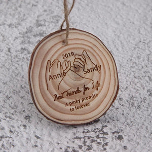 Personalized Wood Pendant for Life APinky Promise with Names and Date