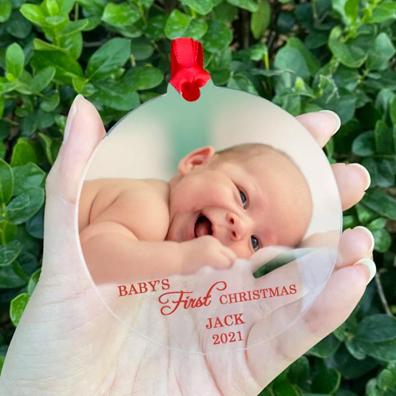 Baby Photo Name Birth Date Christmas Ornament